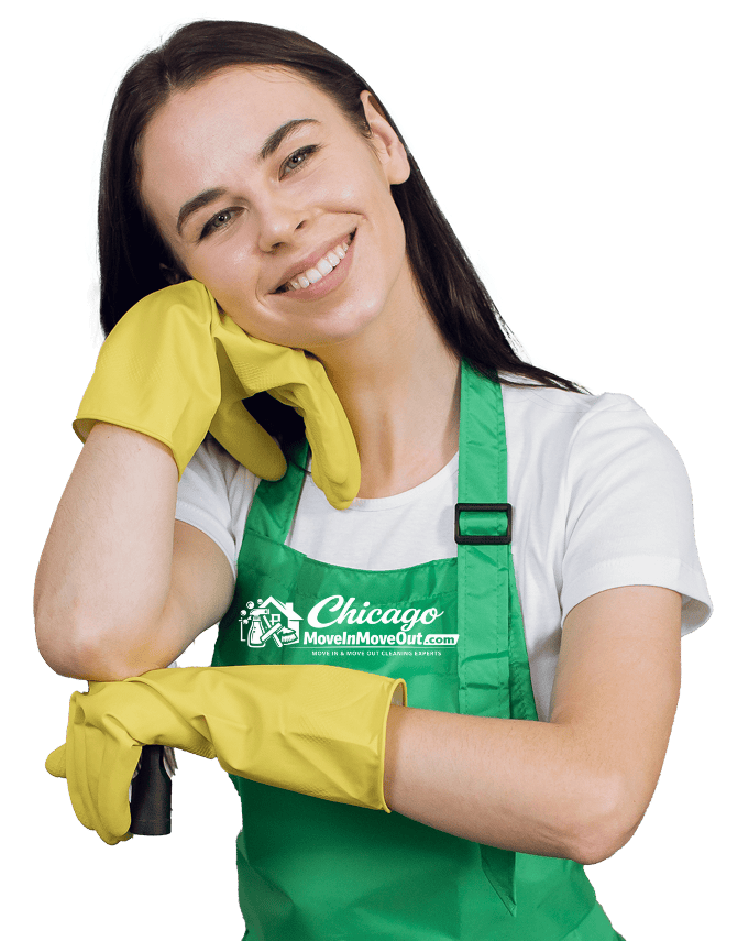 Trained cleaner performing move out cleaning service in Chicago apartment